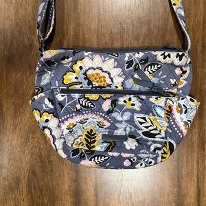 Vera Bradley Crossbody Bag - Gray with Yellow Floral